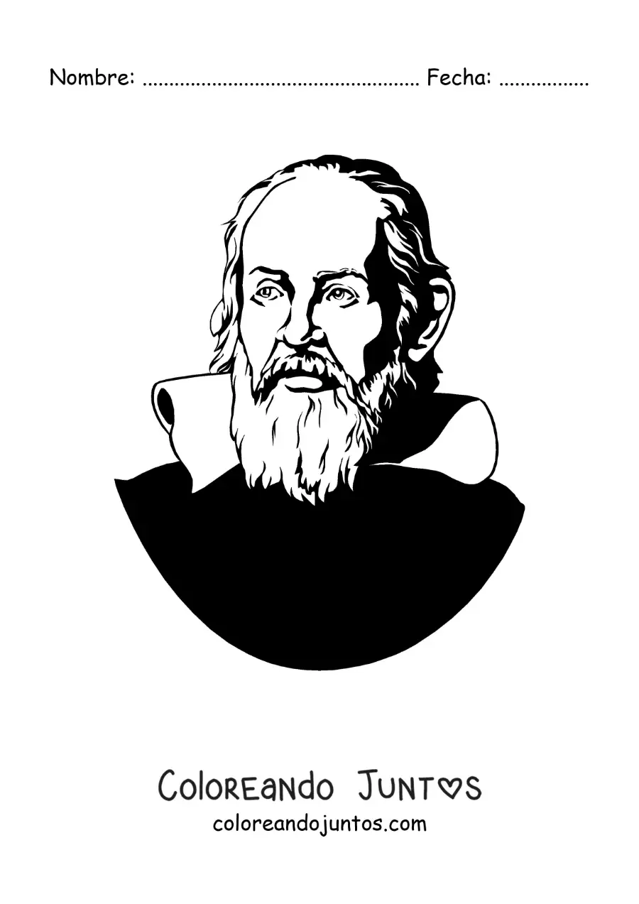 Imagen para colorear de retrato de Galileo Galilei realista