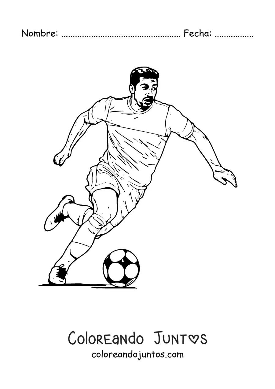 Imagen para colorear de Luis Suárez jugando fútbol