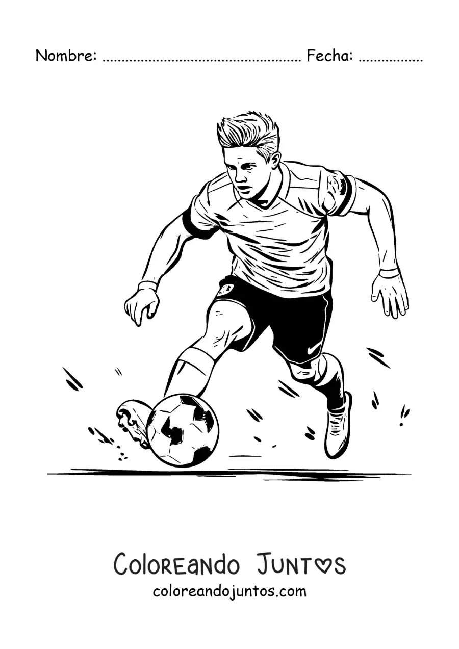 Imagen para colorear de Kevin De Bruyne jugando fútbol