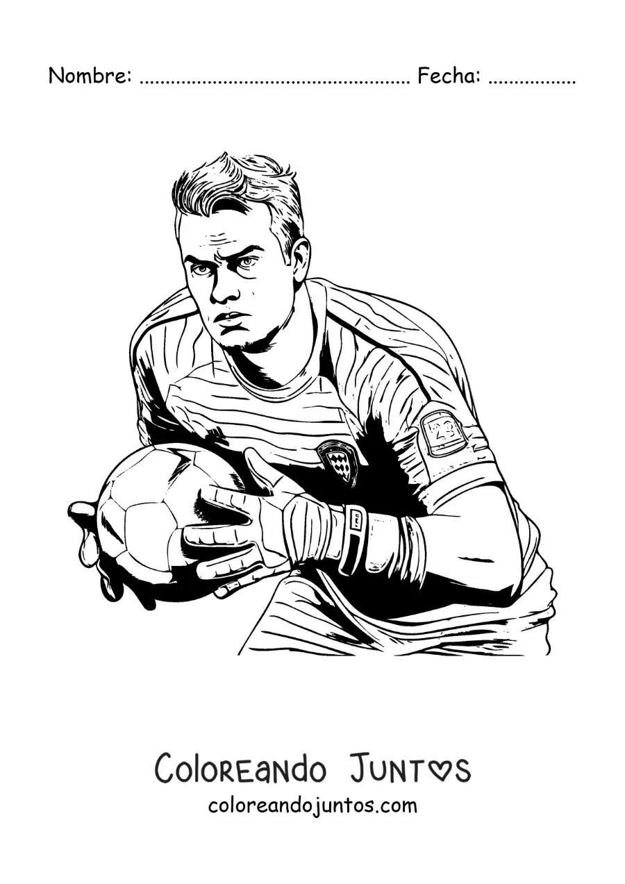 Imagen para colorear de Manuel Neuer jugando fútbol como portero