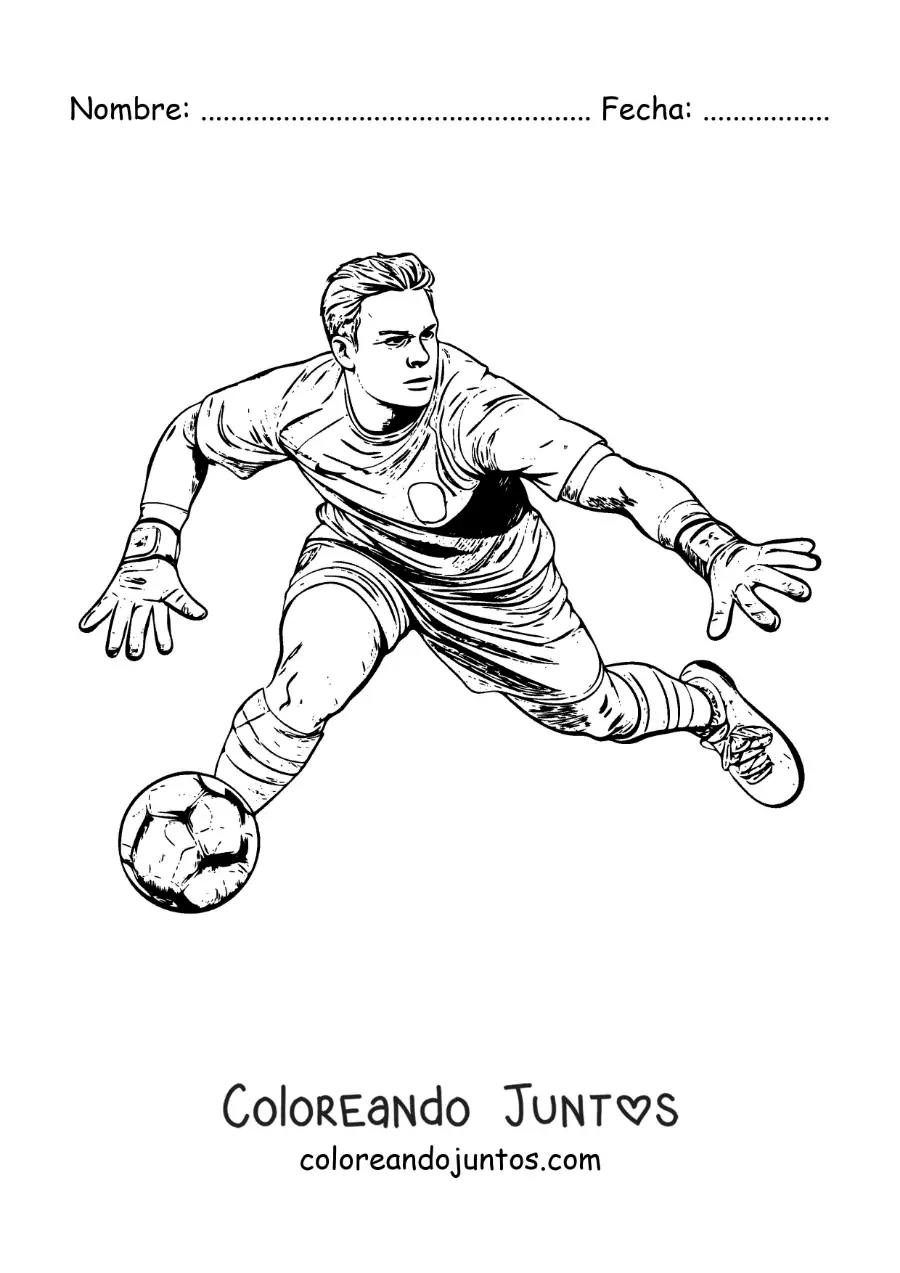Imagen para colorear de Manuel Neuer animado jugando de portero