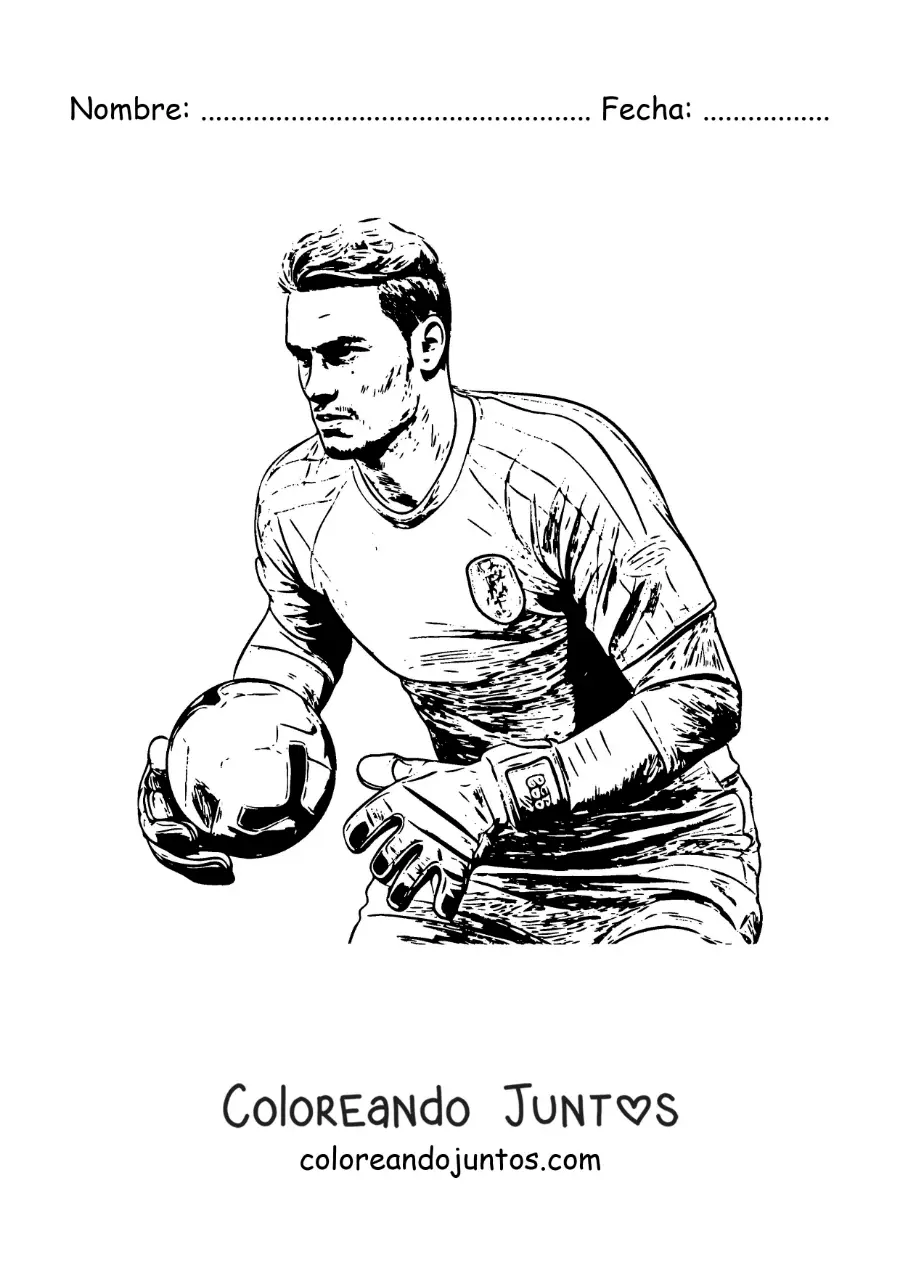 Imagen para colorear de Manuel Neuer jugando fútbol