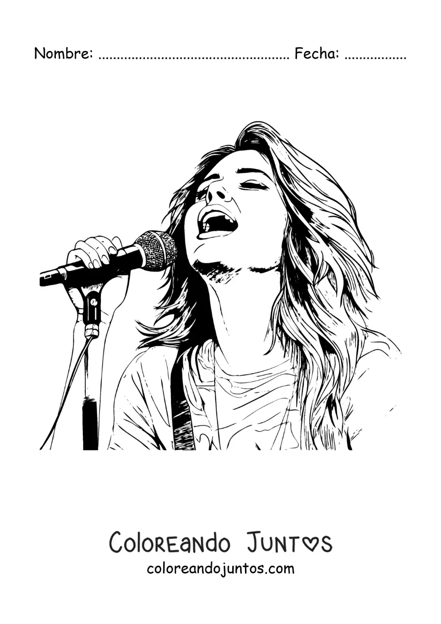 Imagen para colorear de Selena Gómez animada cantando con un micrófono