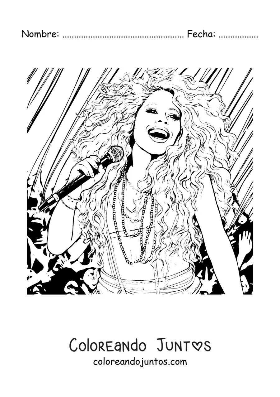 Imagen para colorear de Shakira cantando en un concierto