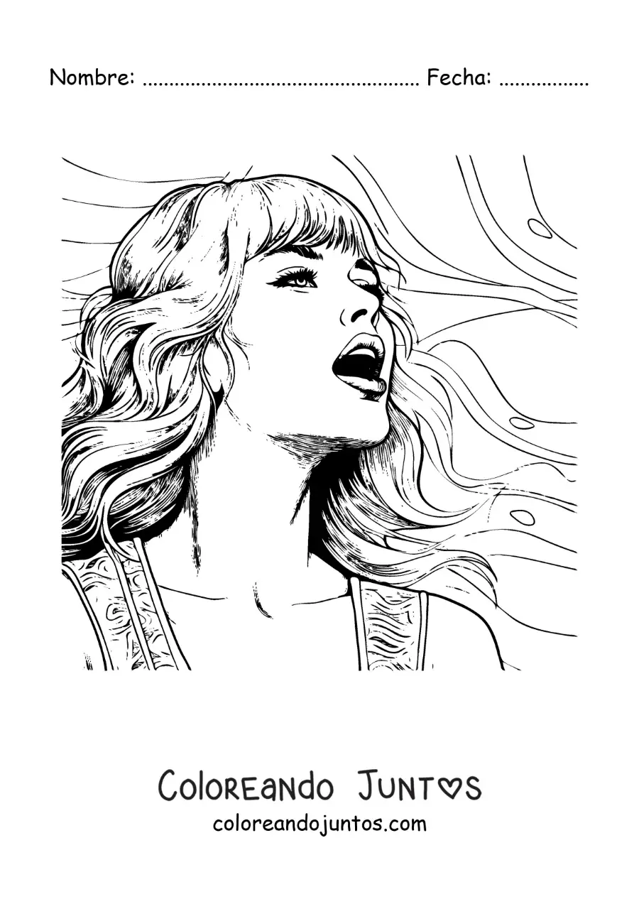 Imagen para colorear de un retrato de Taylor Swift