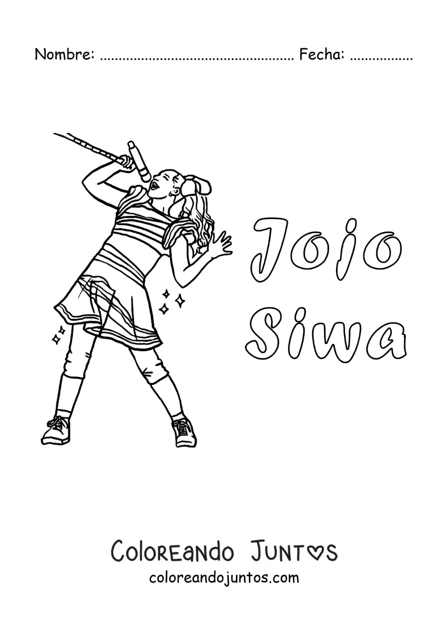 Imagen para colorear de Jojo Siwa animada cantando