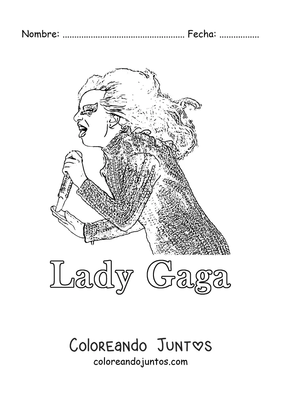 Imagen para colorear de Lady Gaga en un concierto en estilo realista