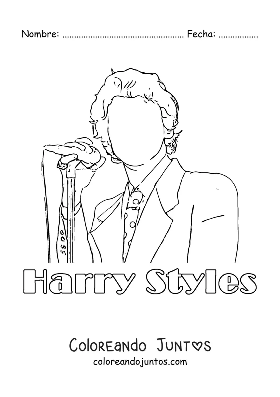 Imagen para colorear de silueta de Harry Styles cantando