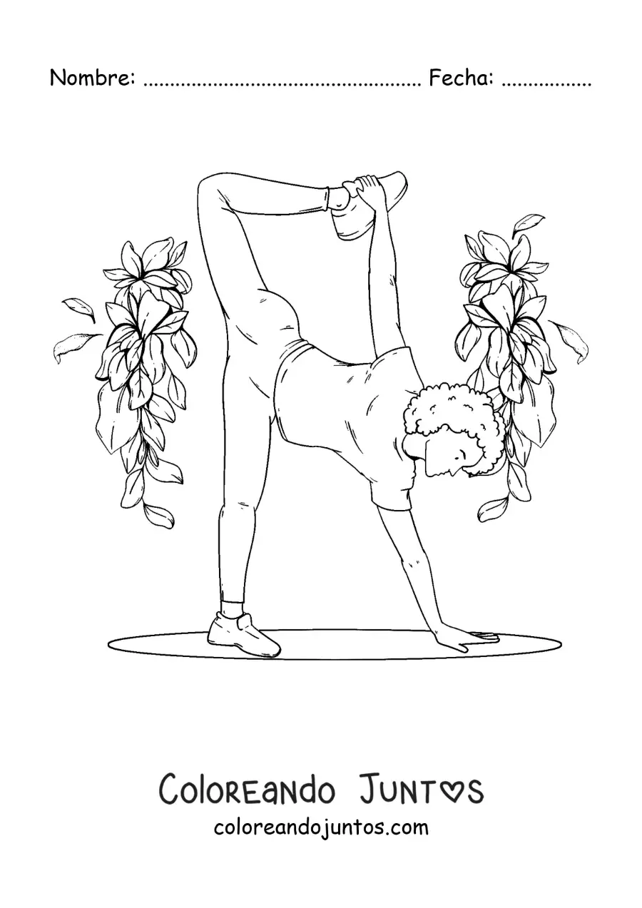 Imagen para colorear de una chica practicando yoga