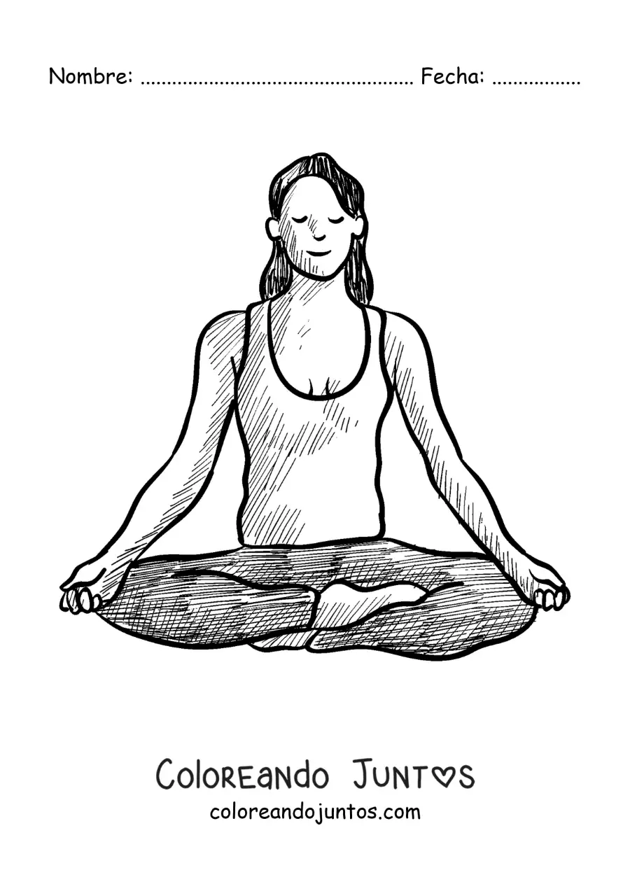 Imagen para colorear de una mujer meditando