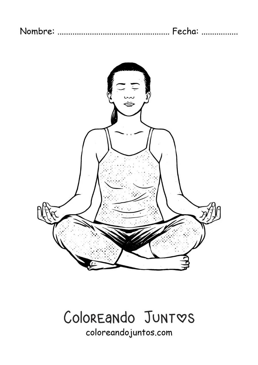 Imagen para colorear de una mujer sentada meditando