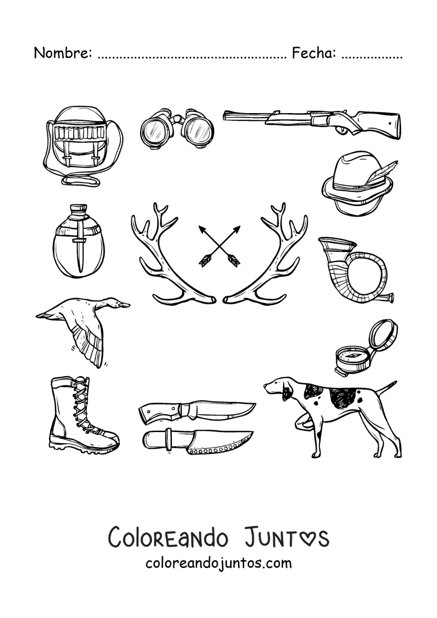 Imagen para colorear de símbolos de la caza
