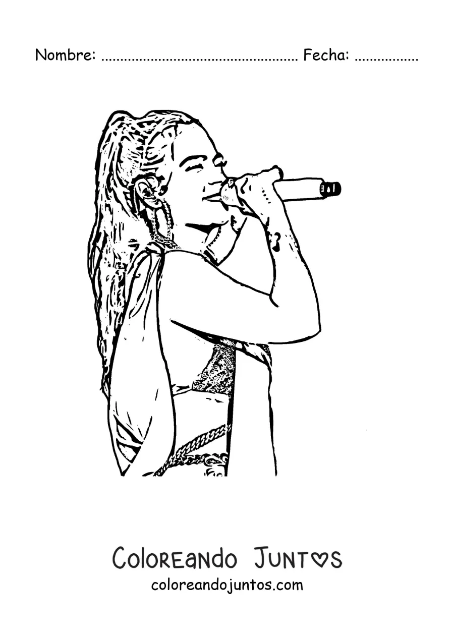 Imagen para colorear de Karol G cantando en un concierto