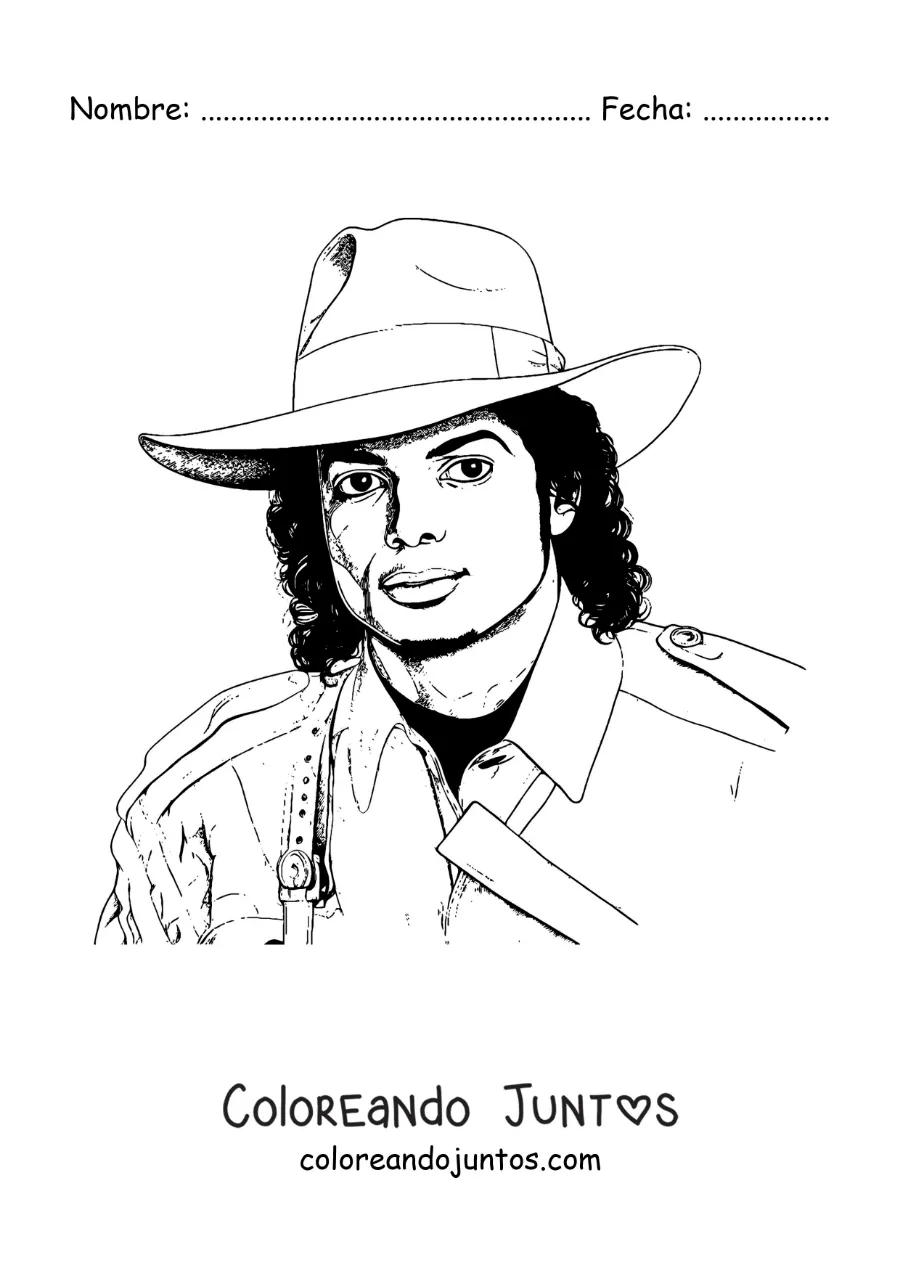 Imagen para colorear de un retrato de Michael Jackson