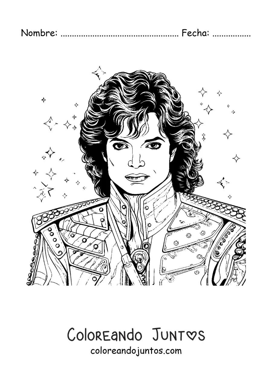 Imagen para colorear de un retrato realista de Michael Jackson