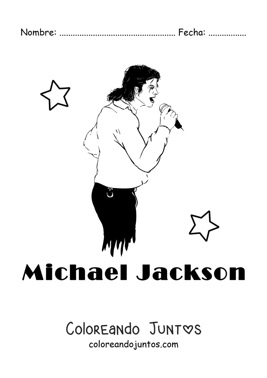 Imagen para colorear de Michael Jackson cantando