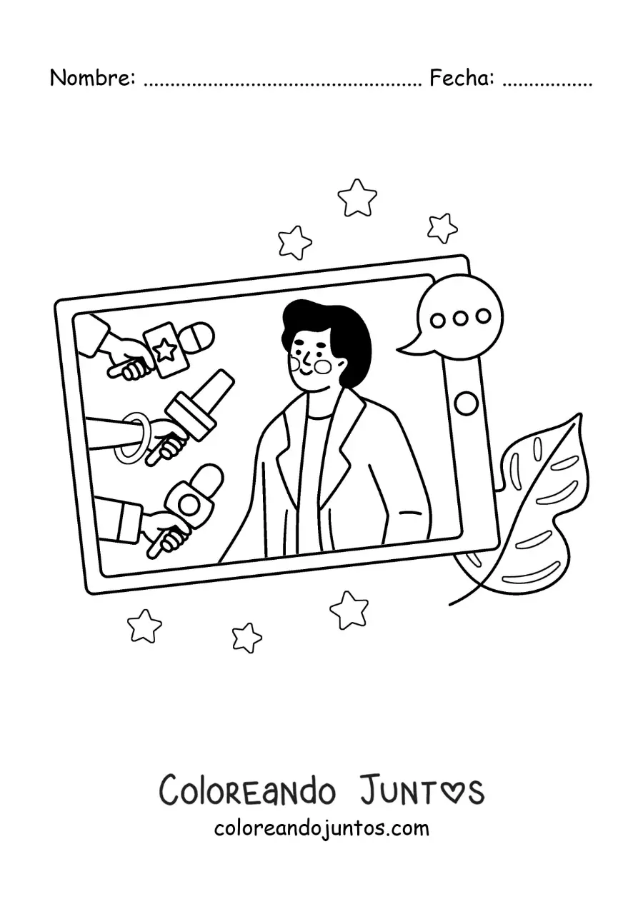 Imagen para colorear de un teléfono inteligente mostrando las noticias en su pantalla