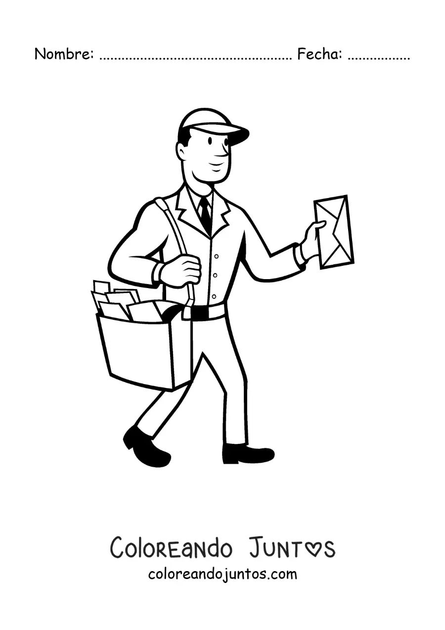 Imagen para colorear de un cartero entregando el correo