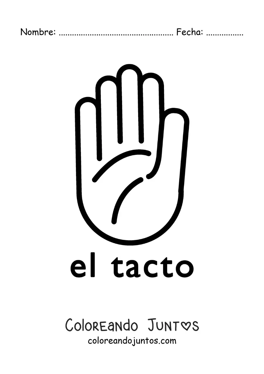 Imagen para colorear de la mano como símbolo del tacto