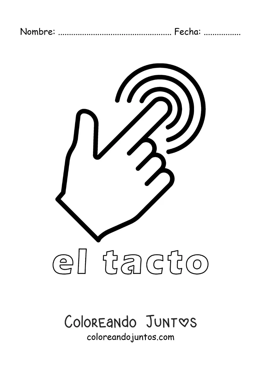 Imagen para colorear de un dedo como símbolo del sentido del tacto