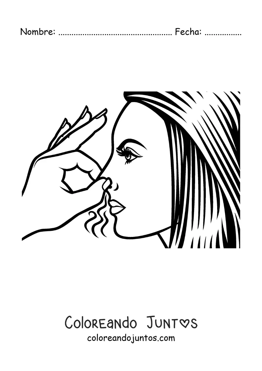 Imagen para colorear de una mujer tapando su nariz
