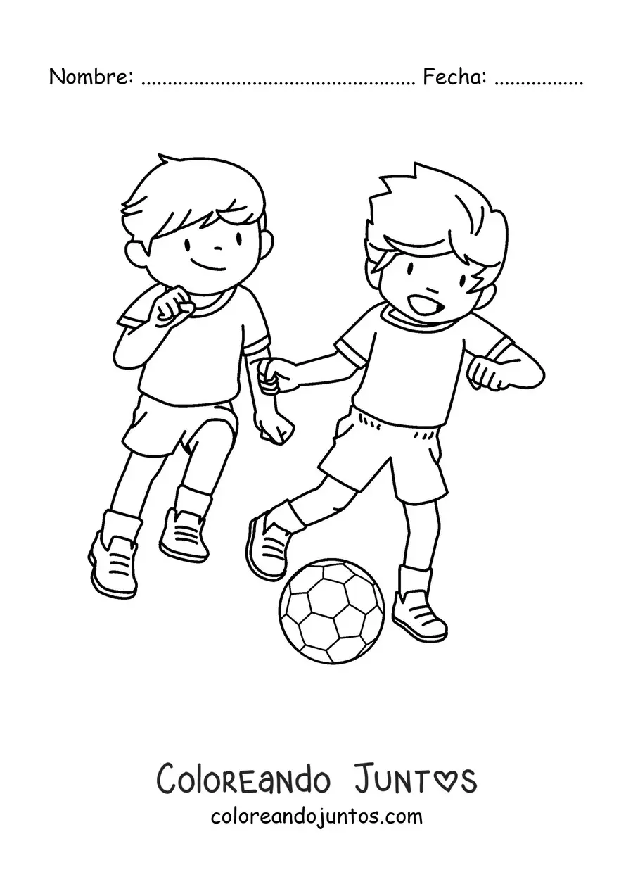 Niños jugando fútbol | Coloreando Juntos