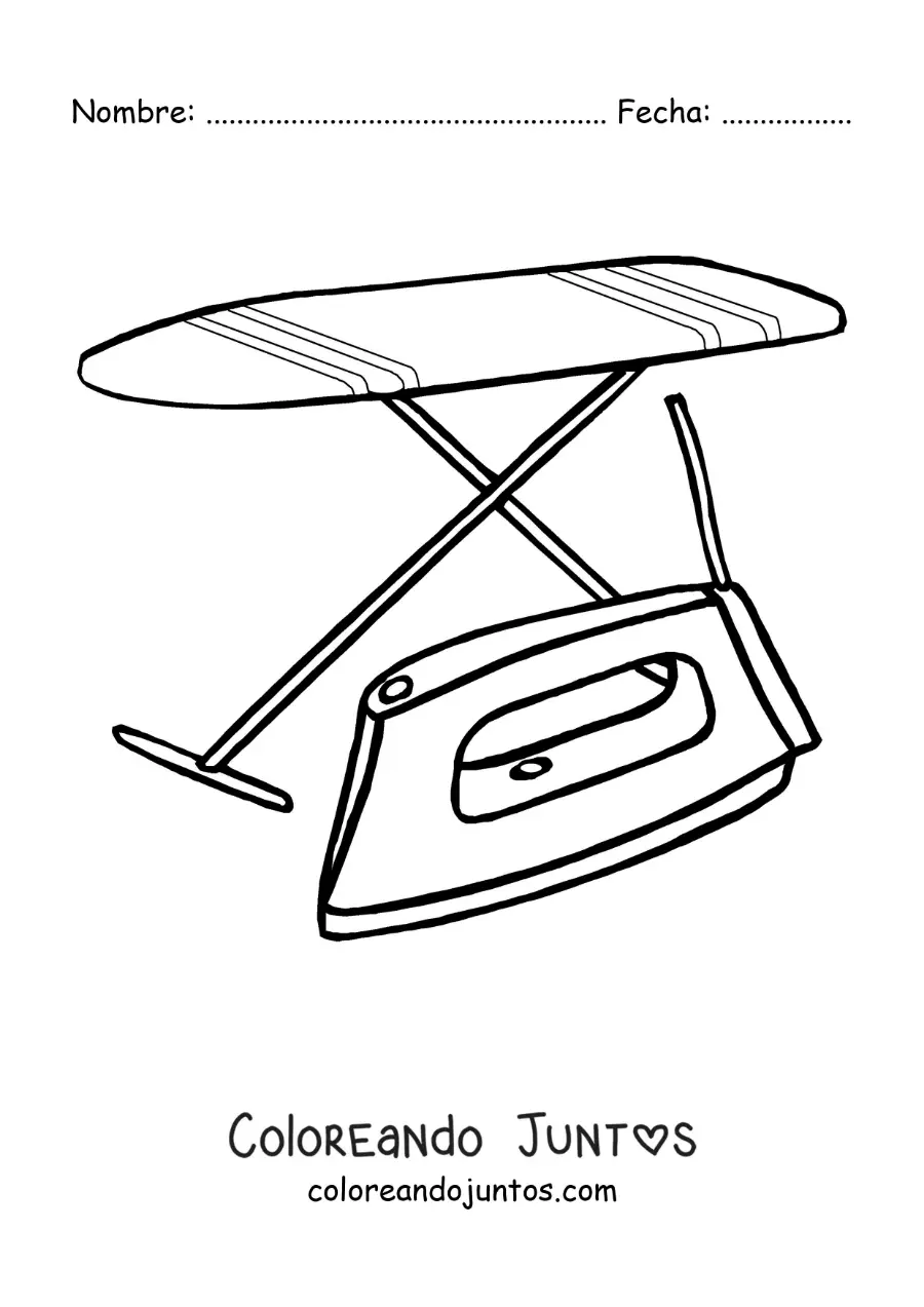 Imagen para colorear de una tabla de planchar y una plancha