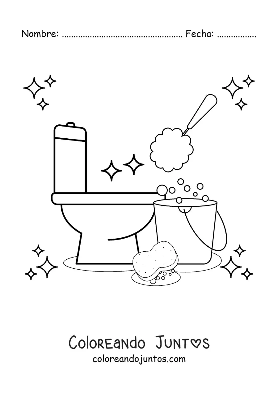 Imagen para colorear de artículos para la limpieza del baño