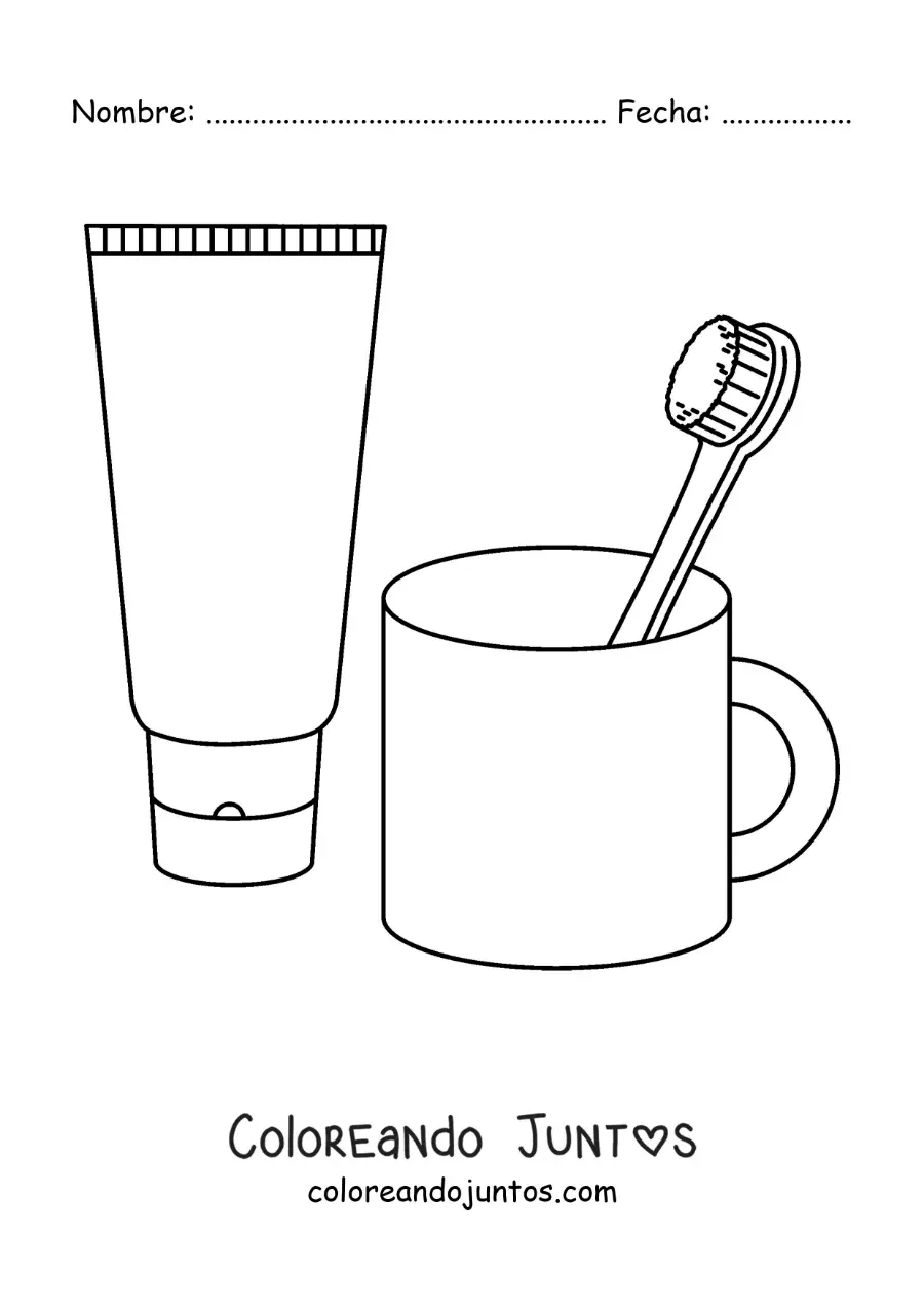 Imagen para colorear de una pasta dental y un cepillo