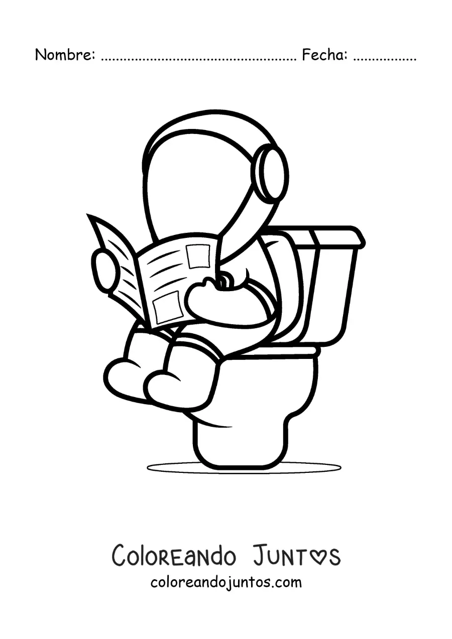 Imagen para colorear de un astronauta animado sentado en la poceta leyendo