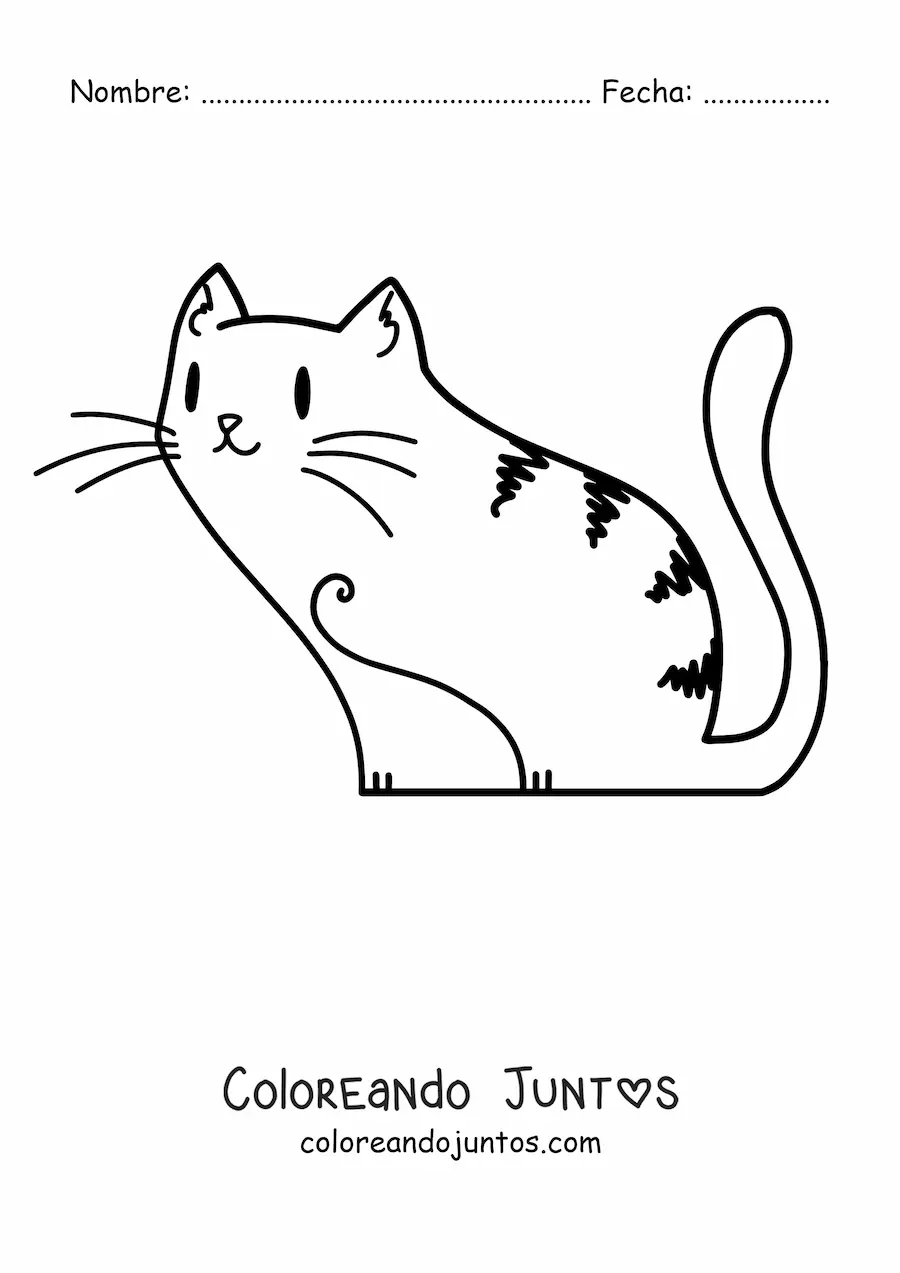 Imagen para colorear de un gato kawaii sentado