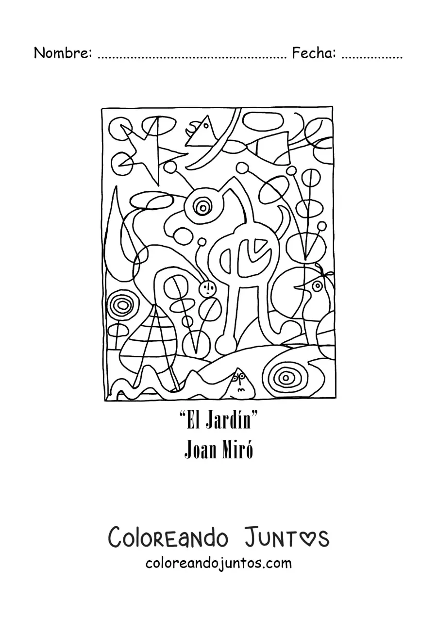 Imagen para colorear de El Jardín de Joan Miró