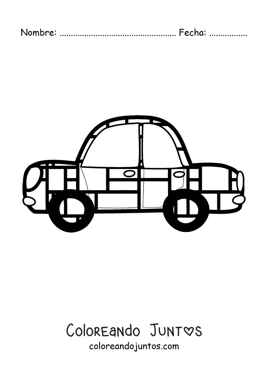 Imagen para colorear de auto con figuras geométricas al estilo de Mondrian