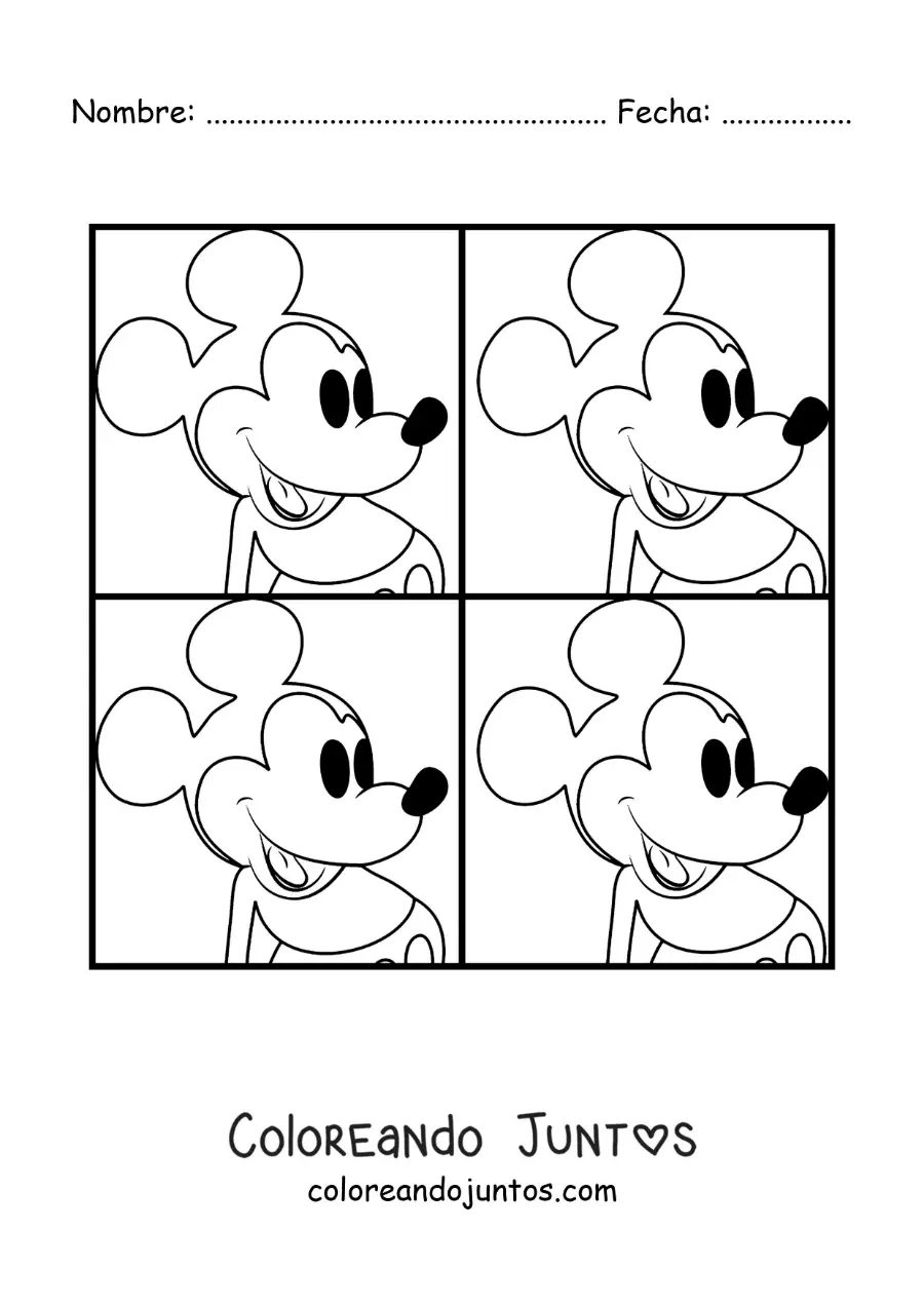 Imagen para colorear de obra de Mickey Mouse de Andy Warhol