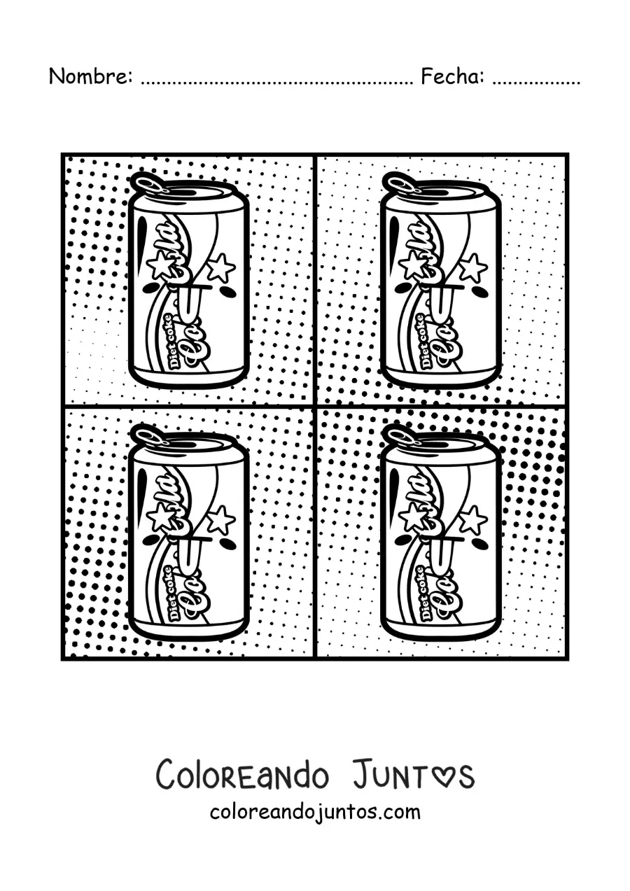 Imagen para colorear de lata de soda al estilo de Andy Warhol