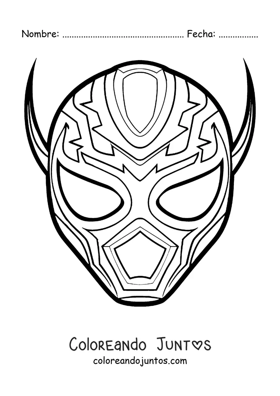 Imagen para colorear de máscara de luchador mexicano