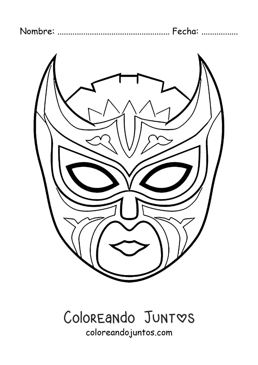 Imagen para colorear de máscara de luchador para recortar