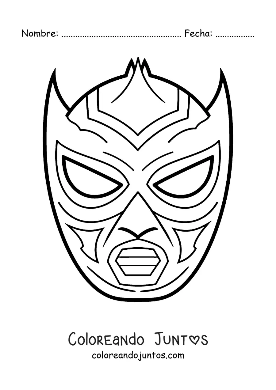 Imagen para colorear de máscara de luchador fácil