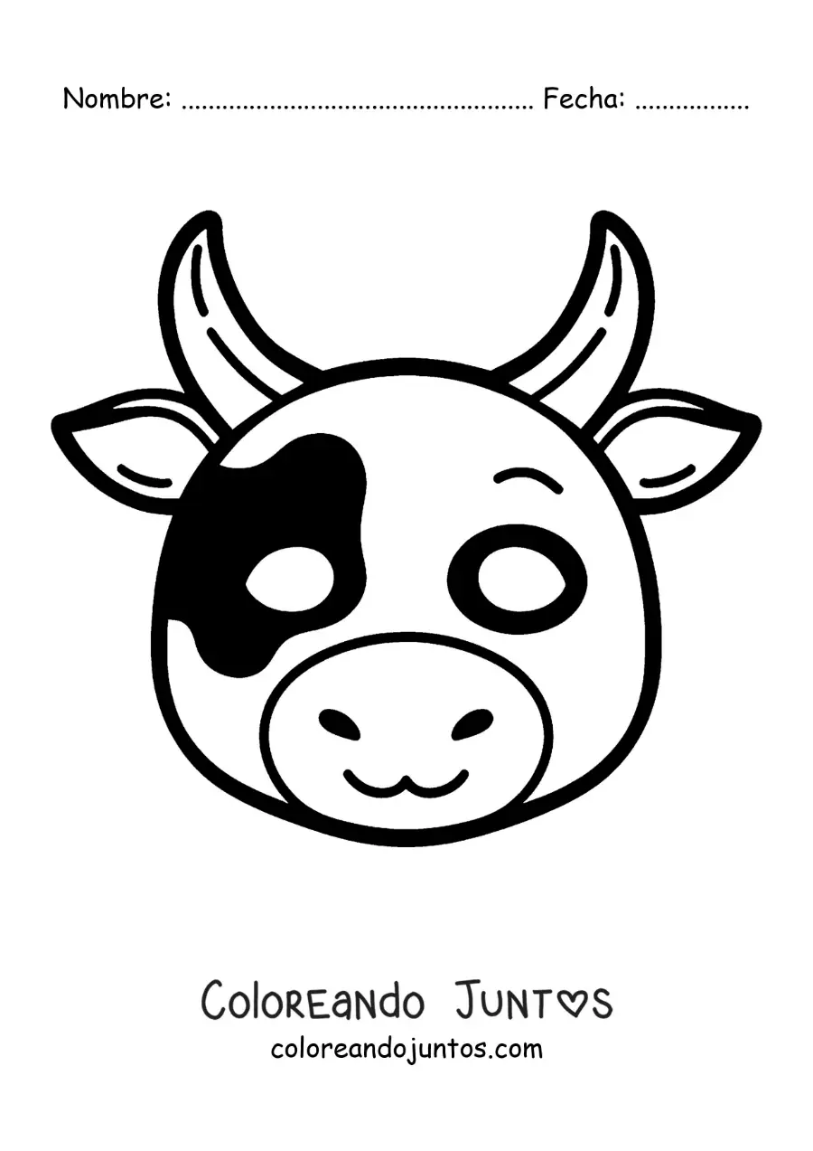 Imagen para colorear de máscara de vaca fácil para niños