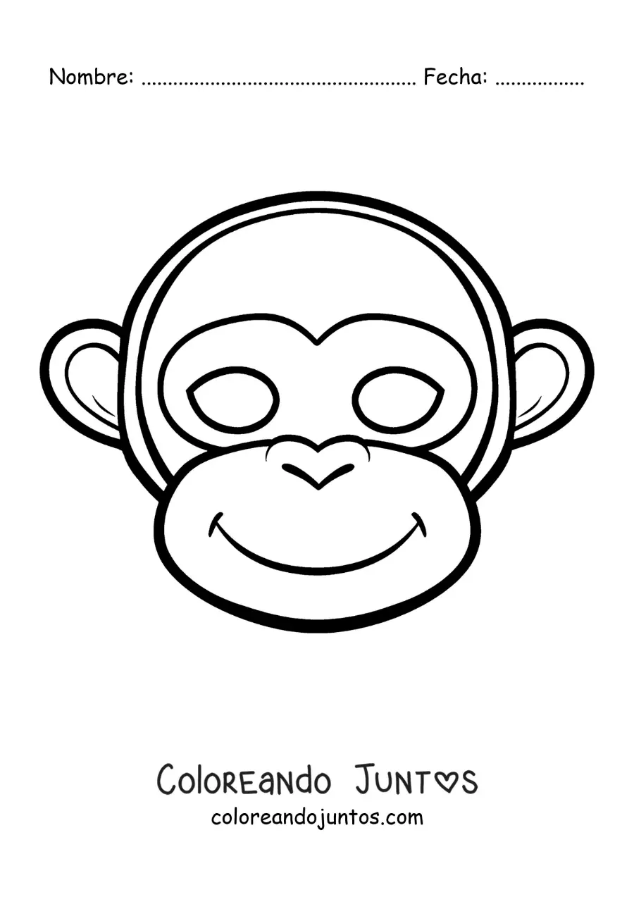 Imagen para colorear de máscara de mono para niños