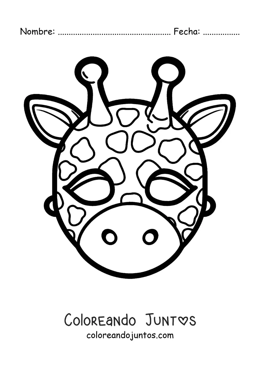 Imagen para colorear de máscara de jirafa