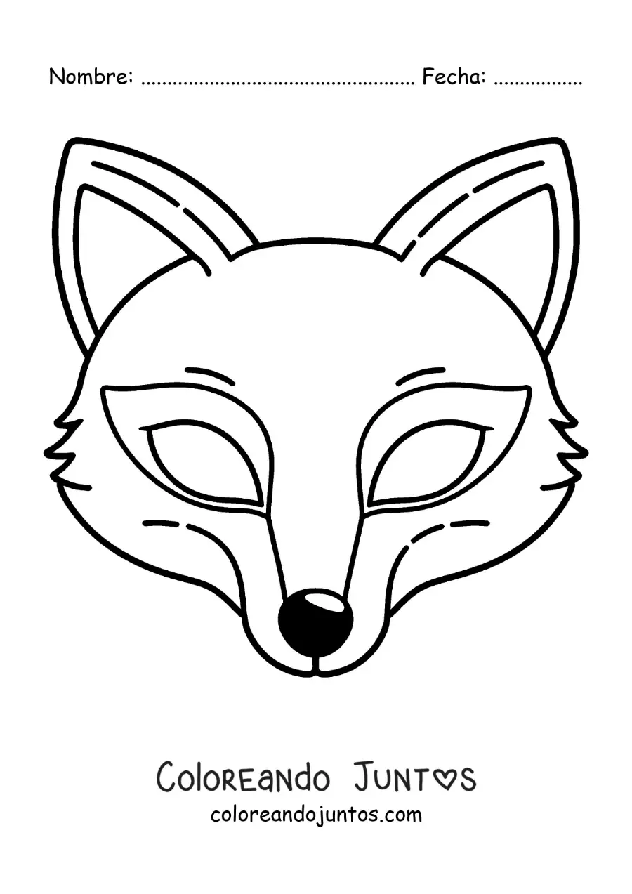 Imagen para colorear de máscara de zorro para niños
