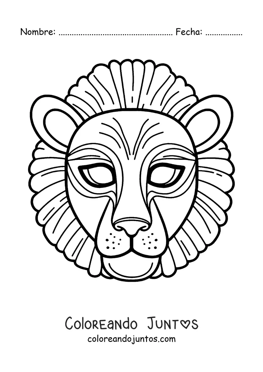 Imagen para colorear de máscara de león