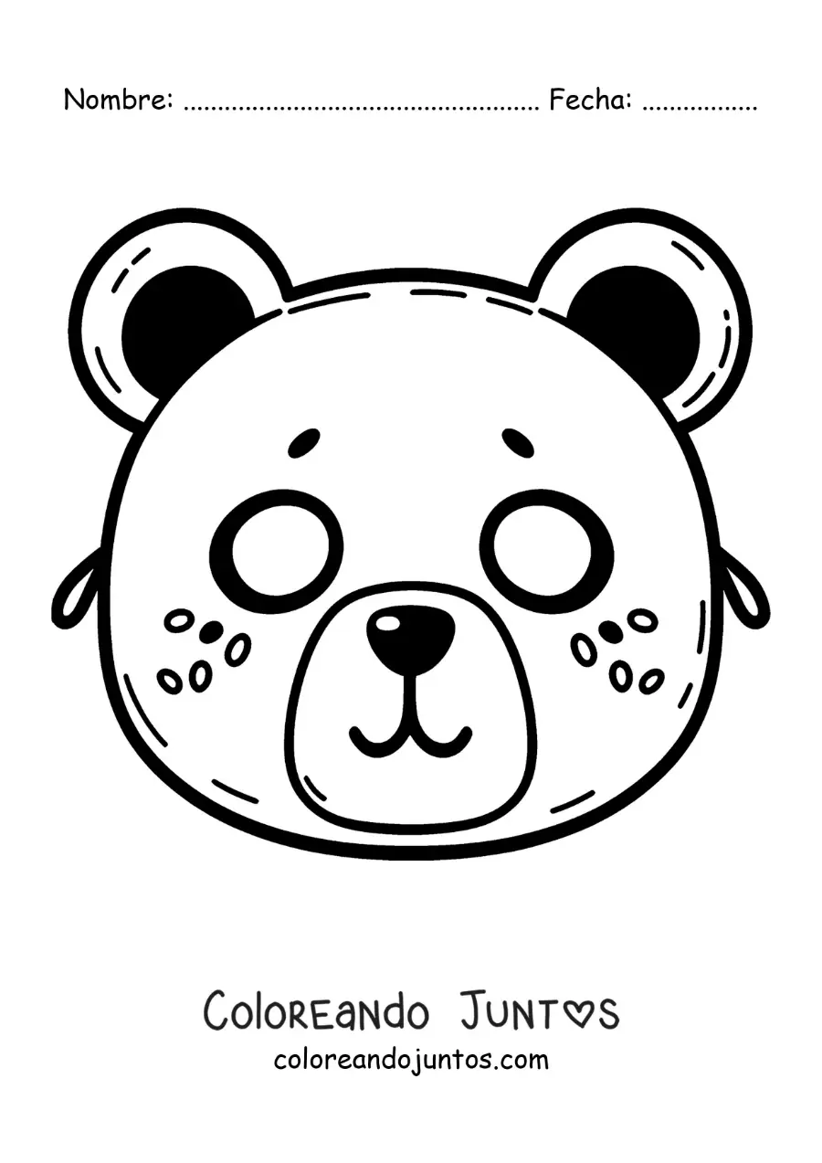 Imagen para colorear de máscara de oso animado