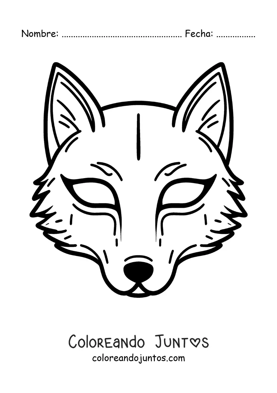 Imagen para colorear de máscara de lobo
