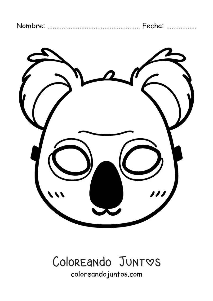 Imagen para colorear de máscara de koala