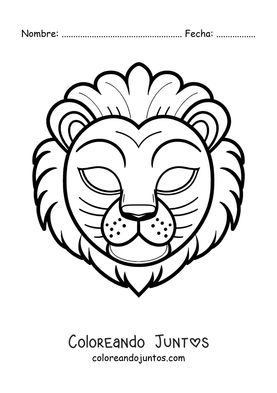 Imagen para colorear de máscara de león fácil