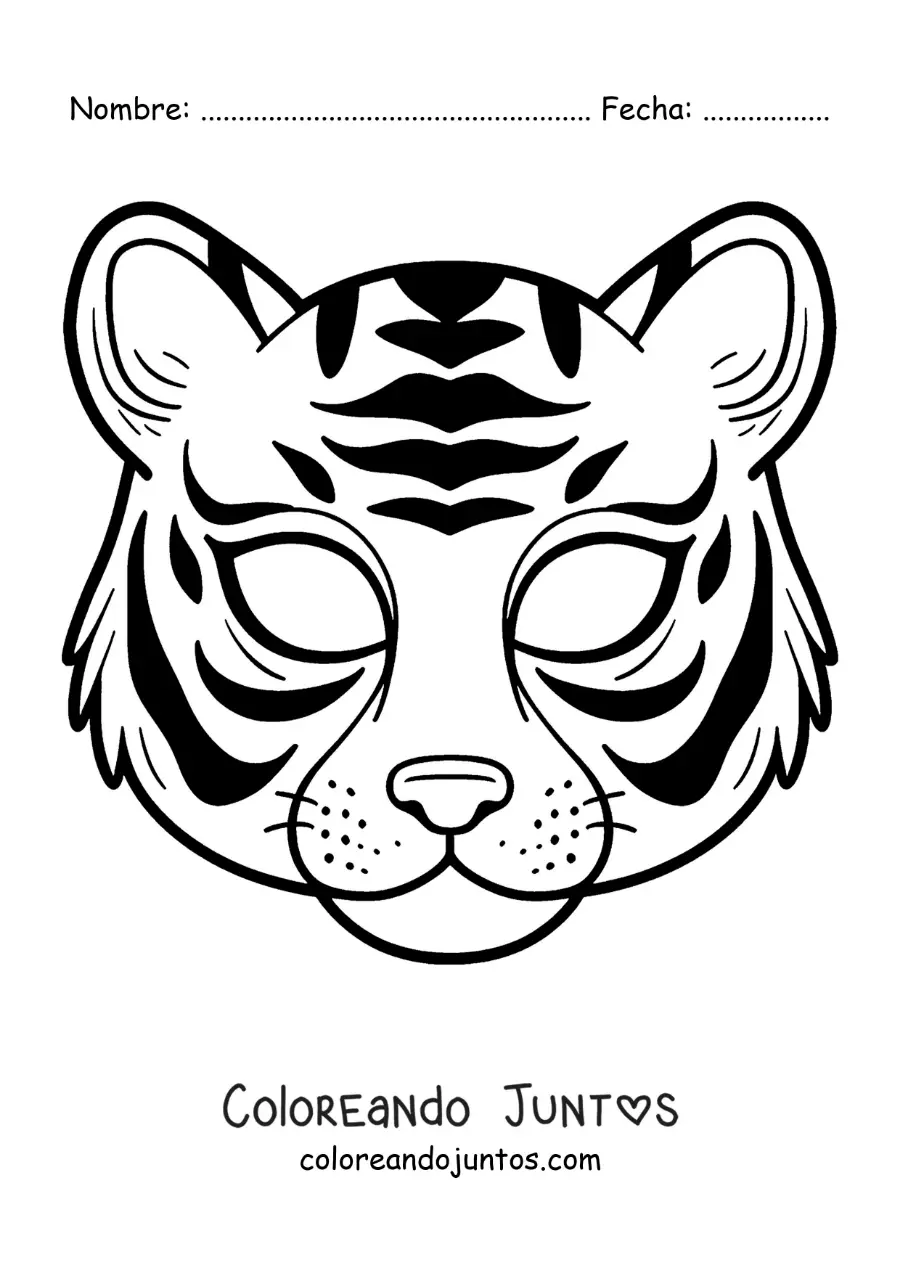 Imagen para colorear de máscara de tigre