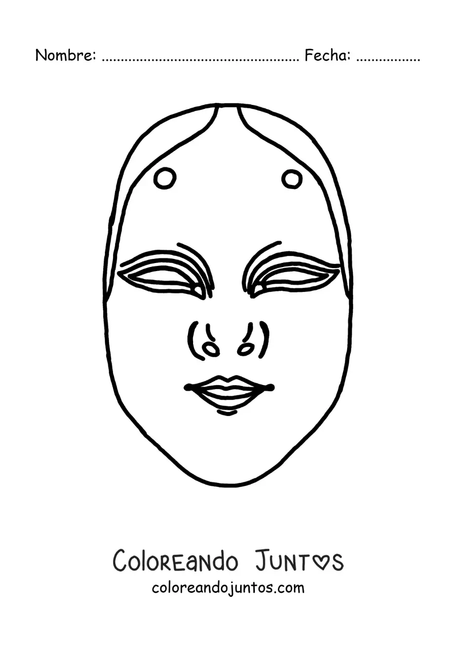 Imagen para colorear de máscara japonesa Noh