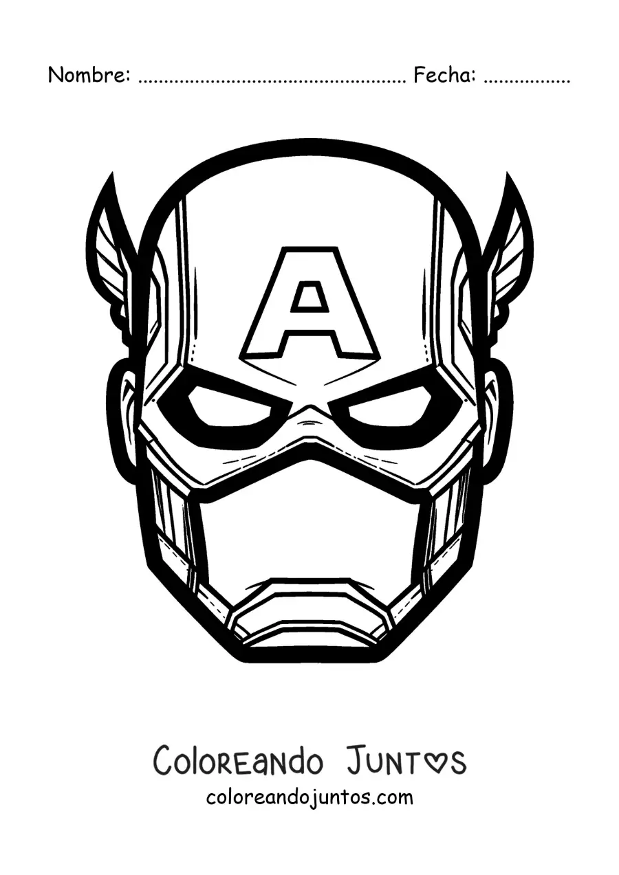 Imagen para colorear de máscara del Capitán América de los Vengadores